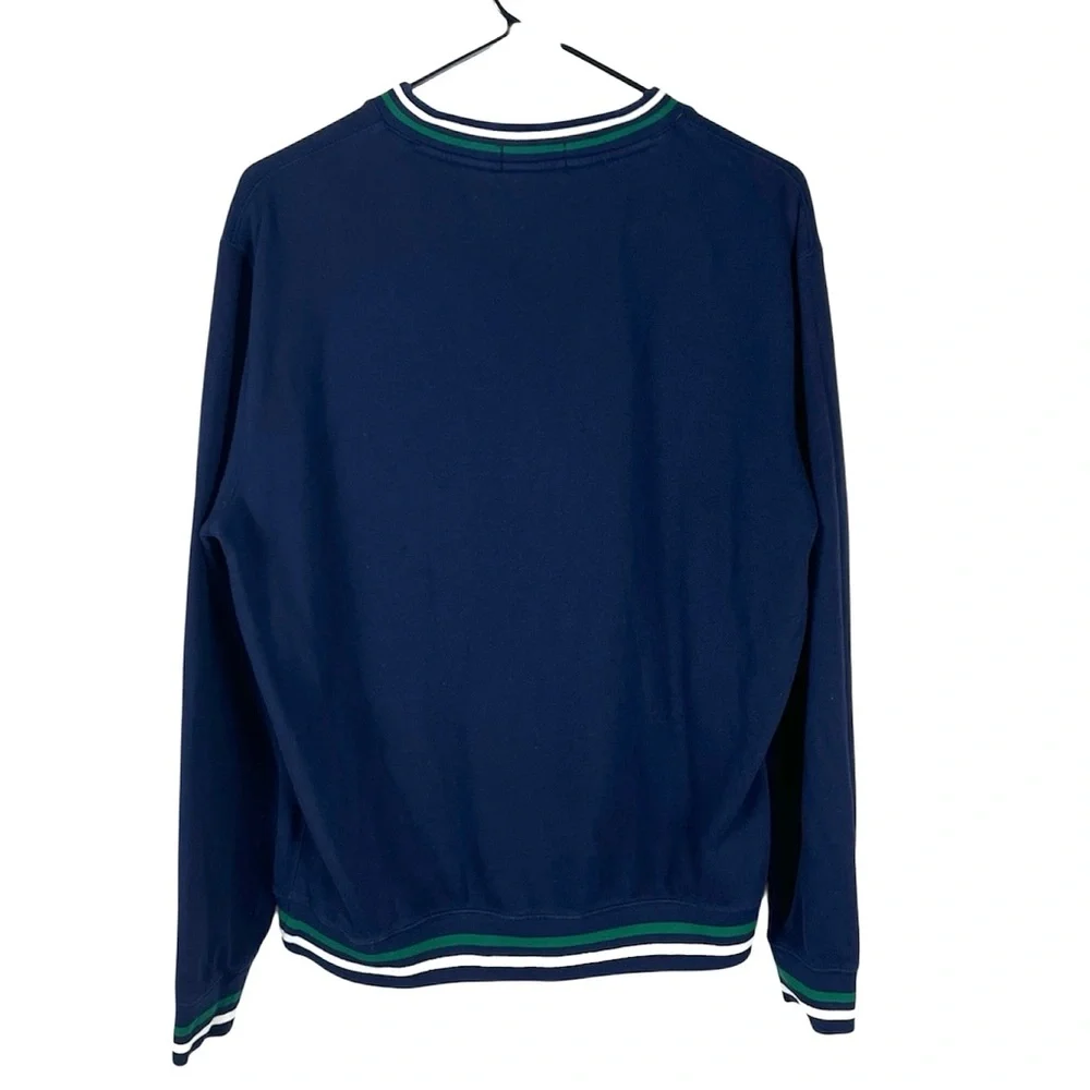 Polo Ralph Lauren striped trim fleece v neck tennis embroidered sweatshirt M